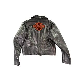 Vintage Harley Davidson Genuine Leather Jacket Mens Medium Black 1960 Zip Belted